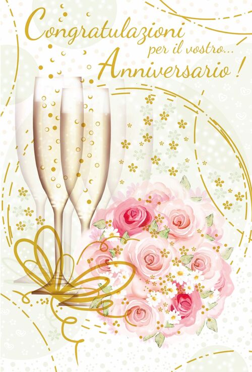 Anniversary glasses, bubbles and roses 3126