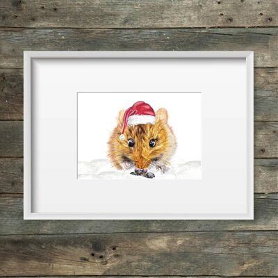 Art print Christmas mouse
