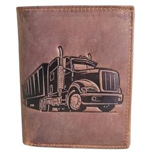 Portefeuille cuir vintage motif camion (Marron)