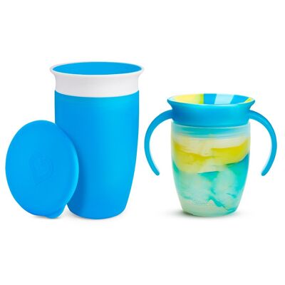 Miracle 360º anti-drip cup with lid 295ml - Blue + Miracle 360º anti-drip cup with handles 200ml - Tropical Blue FREE