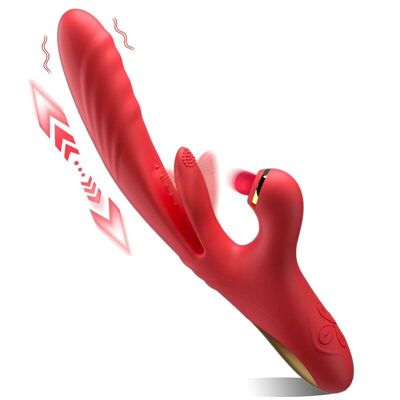 5 IN 1 thrust vibrator with licking, vibration, warming and clitoral tapping