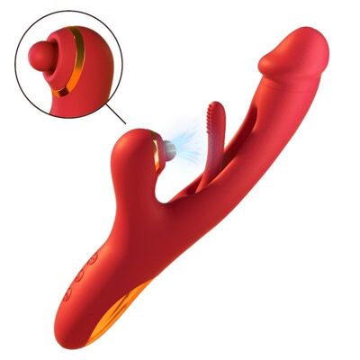 Vibratore G-Pro2 con sbattimento, vibrazione e prelievo clitorideo - rosso