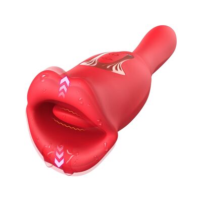Tongue sex toy with vibrating dildo