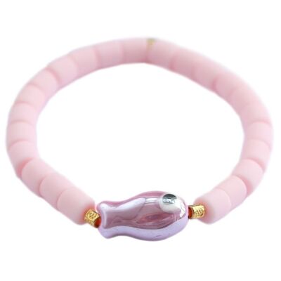 Pulsera peces de colores rosa claro