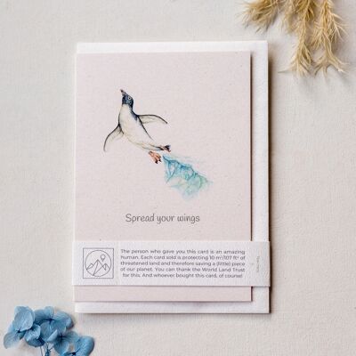 Pingouin drôle « Déployez vos ailes » Carte de vœux