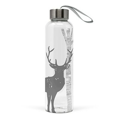 Bouteille en verre Mystic Deer argent véritable