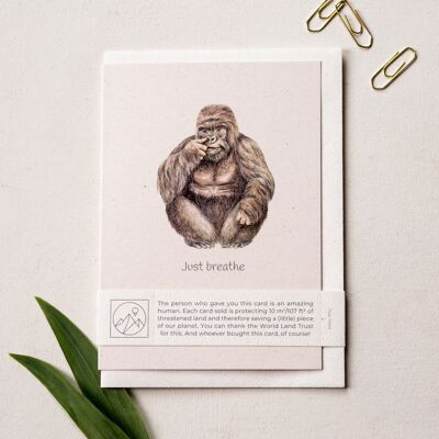 Gracioso gorila 'Solo respira' Tarjetas de felicitación