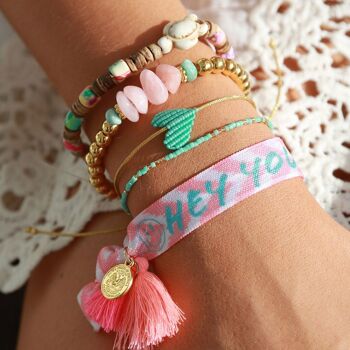 Bracelet amazonite rose et turquoise 2