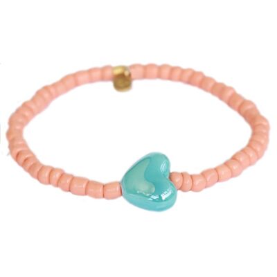 Pulsera piedra corazón melocotón