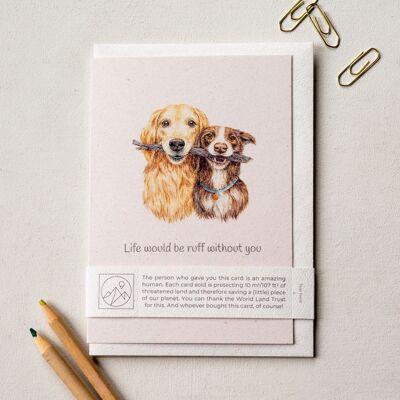 Umweltfreundliche Valentinstagskarte mit niedlichen Hunden