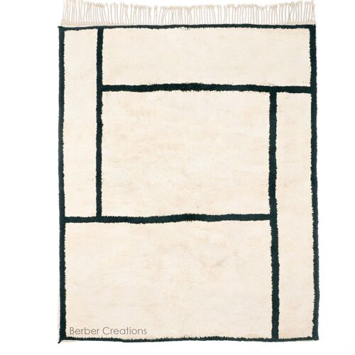 Moroccan Beni Wool Rug Black and White