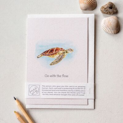Cute 'Go with the flow' Turtle Greeting Card
