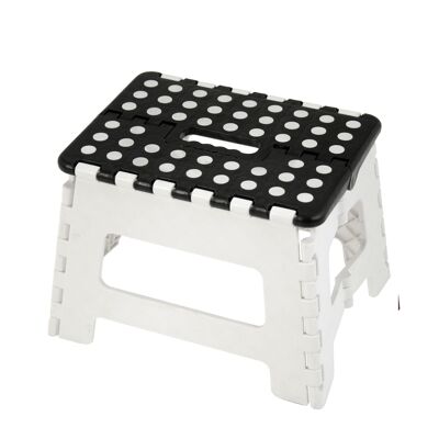 SGABELLO PIEGHEVOLE PP BIANCO/NERO _32X25X22CM, SEDUTA:29X22CM CU81611