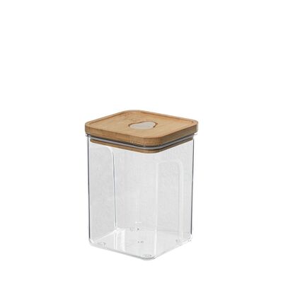 ACRYLIC KITCHEN JAR 1000ML W/BAMBOO LID _11X11X15CM CU81688