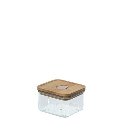 ACRYLIC KITCHEN JAR 270ML W/BAMBOO LID _11X11X7.5CM CU81689