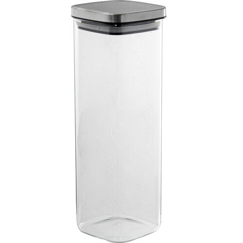 BOTE COCINA CRISTAL 2100ML TAPA ACERO INOX. _10X10X29CM CRISTAL BOROSILICA CU82017