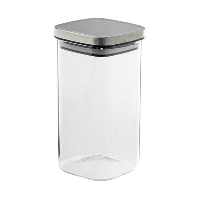 BARATTOLO DA CUCINA IN VETRO 1300ML CON COPERCHIO IN ACCIAIO INOSSIDABILE. _VETRO BOROSILICATO 10X10X19CM CU82018