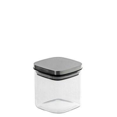 GLASS KITCHEN JAR 650ML STAINLESS STEEL LID. _10X10X11CM BOROSILIC GLASS CU82019