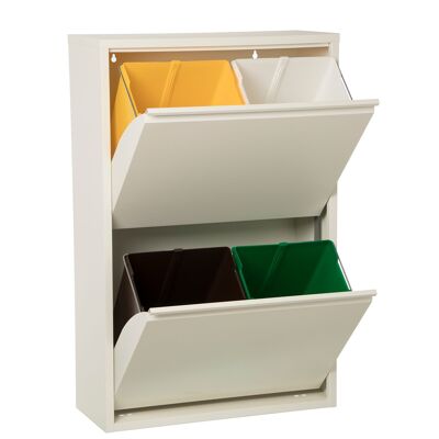 PATTUMIERA PER RICICLAGGIO 4 SECCHI BIANCO OPACO-4X18L. _60X25X92CM CU82027