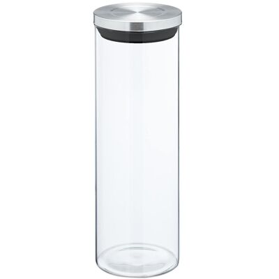 GLASS KITCHEN JAR 1650ML STAINLESS STEEL LID. _°10X30CM BOROSILICATE GLASS CU82481
