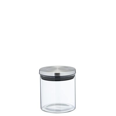 GLASS KITCHEN JAR 450ML STAINLESS STEEL LID. _°10X10CM BOROSILICATE GLASS CU82485