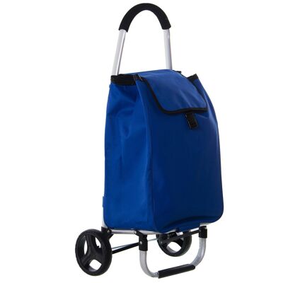 EINKAUFSWAGEN AUS ALUMINIUMWAREN AUS BLAUEM POLYESTERSTOFF:46X36X98, TASCHE:36X26X57 CU82662