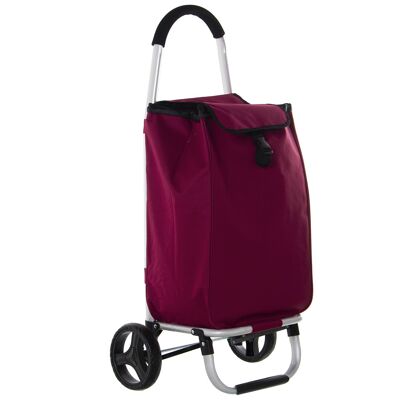 EINKAUFSWAGEN AUS ALUMINIUM, BURGUNDER, POLYESTER, WARENKORB: 46X36X98, TASCHE: 36X26X57 CU82664