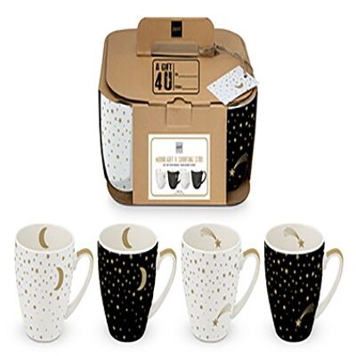 Mugs Moonlight & Shooting Star Set de 4 or véritable