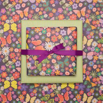 Papier cadeau de Pâques papillons sur une prairie fleurie, 67x48cm, papier recyclé 4