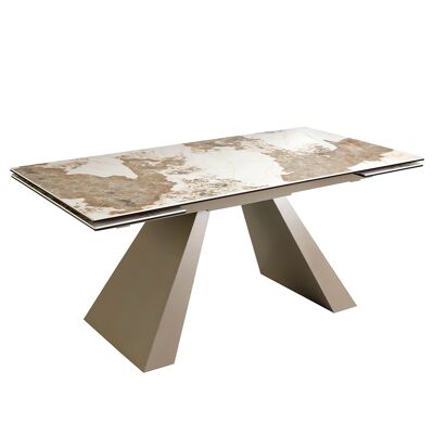 EXTENDABLE RECTANGULAR PORCELAIN MARBLE DINING TABLE 1124