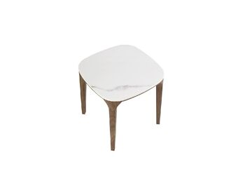 TABLE D'ANGLE CARREE PORCELAINE MARBRE ET NOYER 2133 5