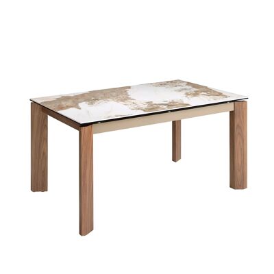 EXTENDABLE RECTANGULAR PORCELAIN MARBLE DINING TABLE 1118