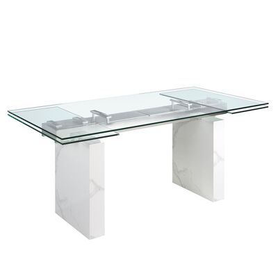 EXTENDABLE RECTANGULAR DINING TABLE TEMPERED GLASS 1112