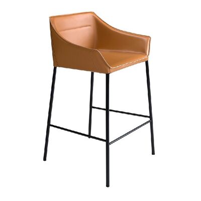 BROWN LEATHER STOOL 4145