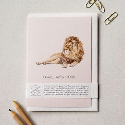 ' Courageuse et belle !"Lion Carte de vœux