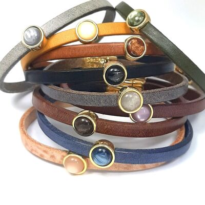 Timeless leren armband 24K verguld groentinten