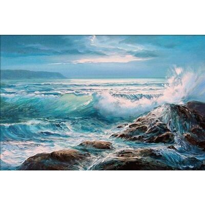 Diamond Painting "Stormy Sea",  30x40 cm, Square Drills with Frame