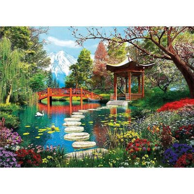 Quadro Diamante "Giardino", 50x40 cm, Fori Quadrati con Cornice