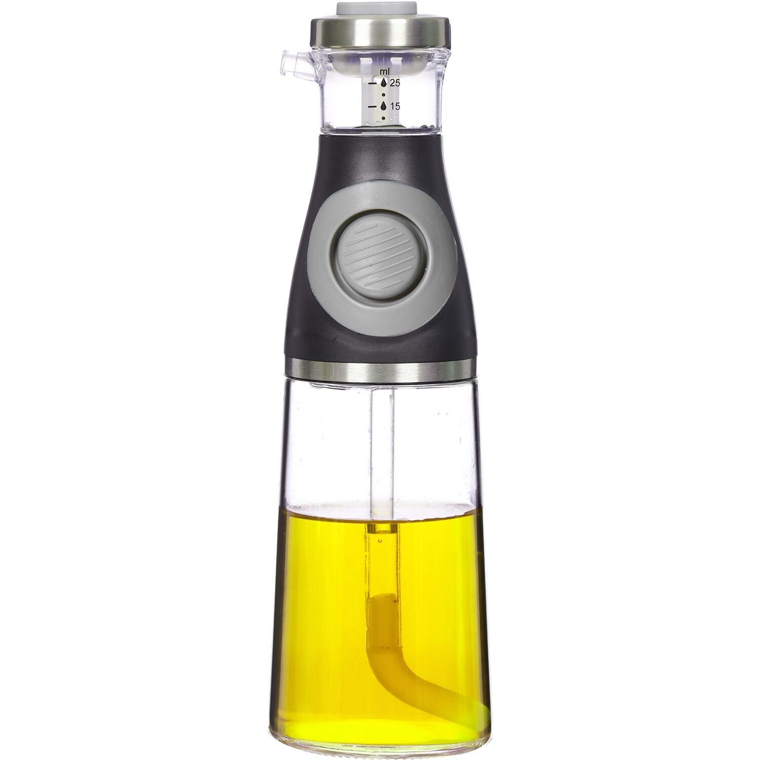 Dispenser per olio in vetro da 500 ml con erogatore a pulsante, 9x31 cm, st81248