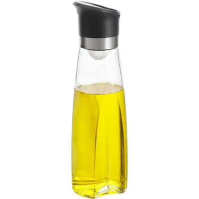 GLASS OIL CONTAINER 500ML WITH BLACK PP DISPENSER _6X7X25CM ST81690