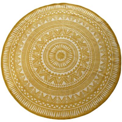 TAPIS CIRCULAIRE EN COTON IMPRIMÉ JAUNE _°120CM ST48435