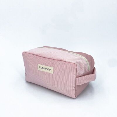 Powder pink corduroy toiletry bag