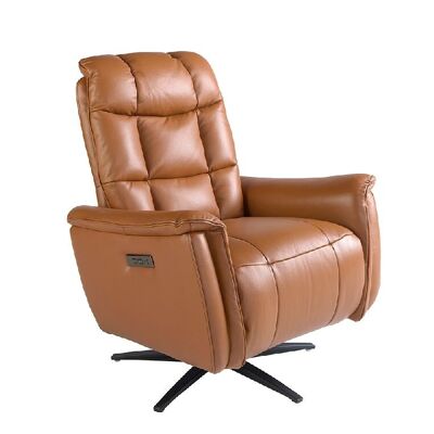 FAUTEUIL RELAX PIVOTANT EN CUIR MARRON 5117