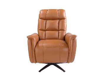 FAUTEUIL RELAX PIVOTANT EN CUIR MARRON 5117 5