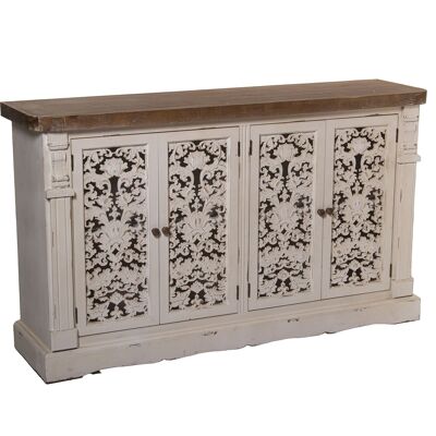 WOODEN SIDEBOARD WITH 4 CARVED DOORS 152X39X90CM, FIR+DM ST36402