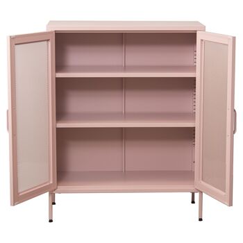 BUFFET EN MÉTAL 2 PORTES AVEC GRILLE ROSE 80X35X102CM, HAUT.PIEDS : 15,5 CM ST84292 2