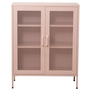 BUFFET EN MÉTAL 2 PORTES AVEC GRILLE ROSE 80X35X102CM, HAUT.PIEDS : 15,5 CM ST84292 3