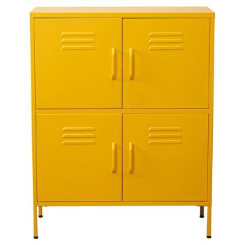 BUFFET EN MÉTAL 4 PORTES JAUNE 80X35X102CM, HAUT. PIEDS:15CM ST84287 3