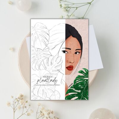 Plantlady Coloring Book - Coloring book for adults with plant ladies and houseplants