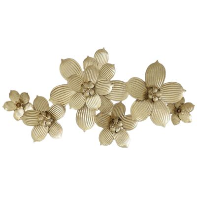 METAL WALL APPLIANCE GOLDEN FLOWERS _92X46X5CM ST24368